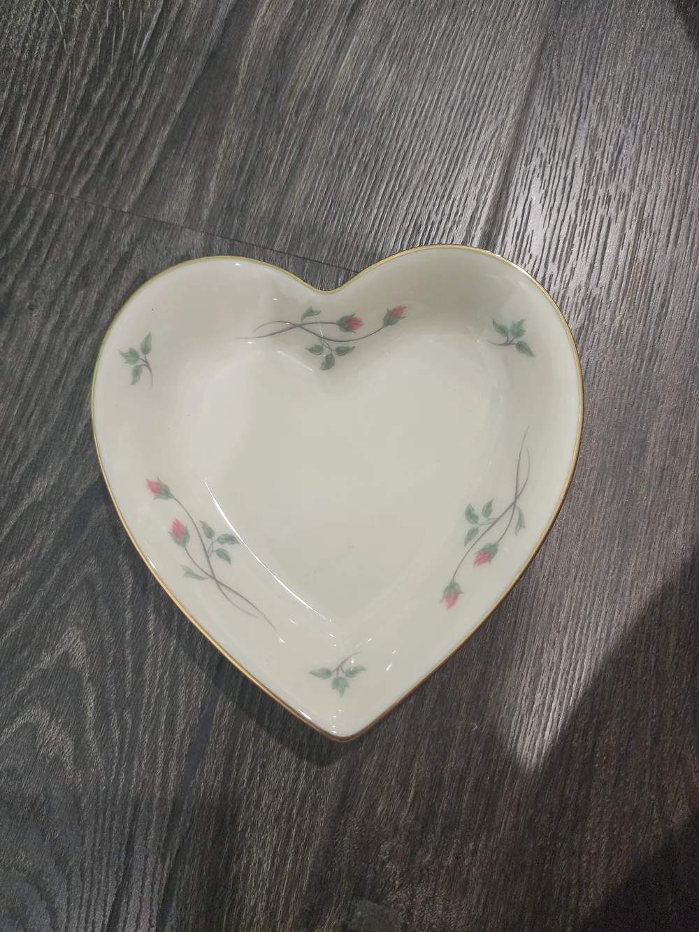 Vintage Lenox Rose Manor Heart Valentine China Dish 24K Gold Trim Made In USA!